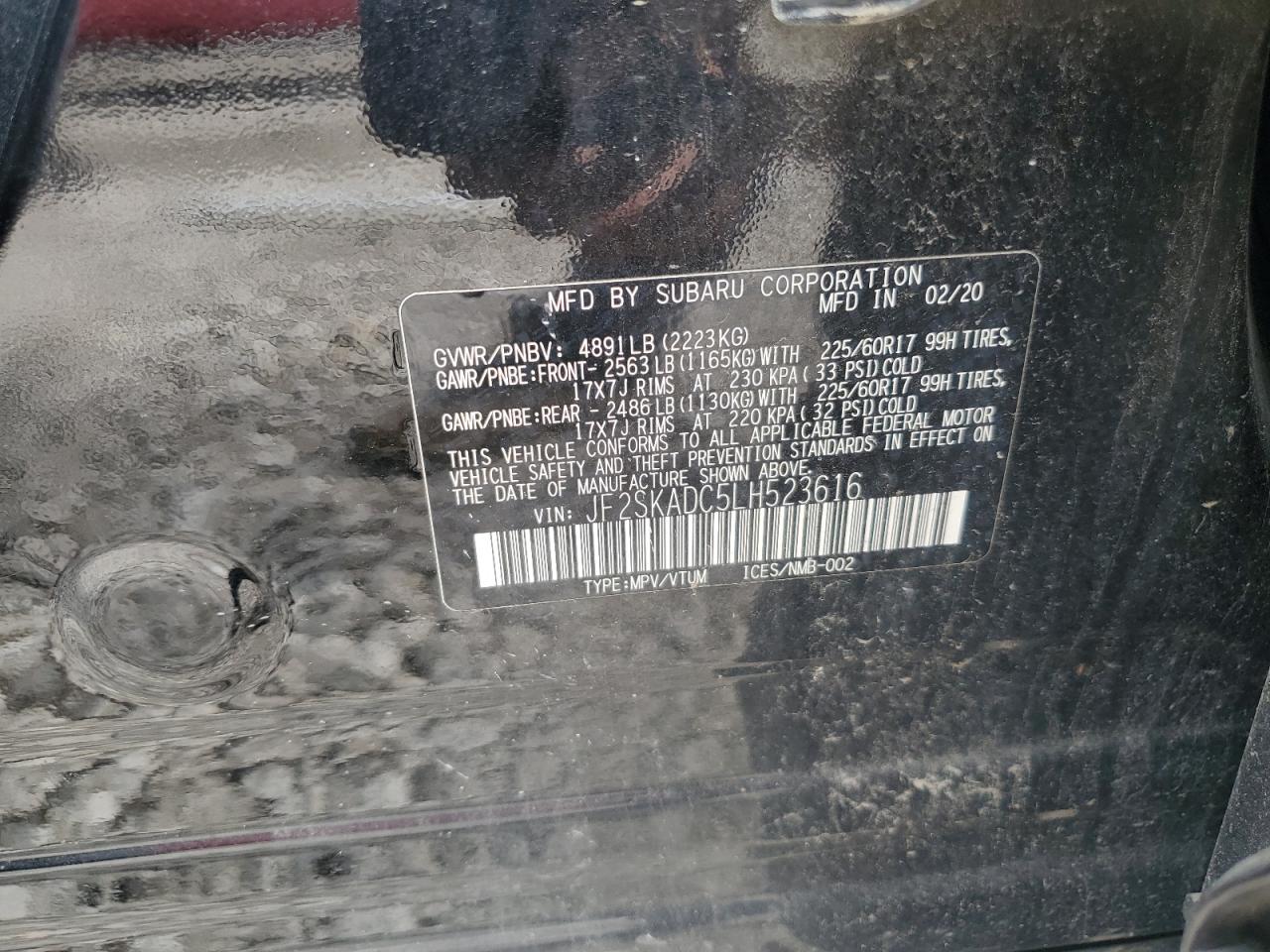 JF2SKADC5LH523616 2020 Subaru Forester