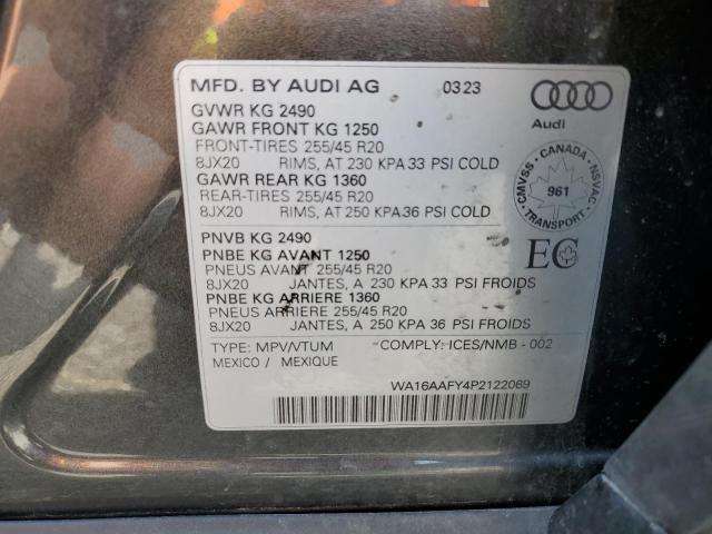 2023 Audi Q5 Sportback Prestige 45 VIN: WA16AAFY4P2122069 Lot: 56188484