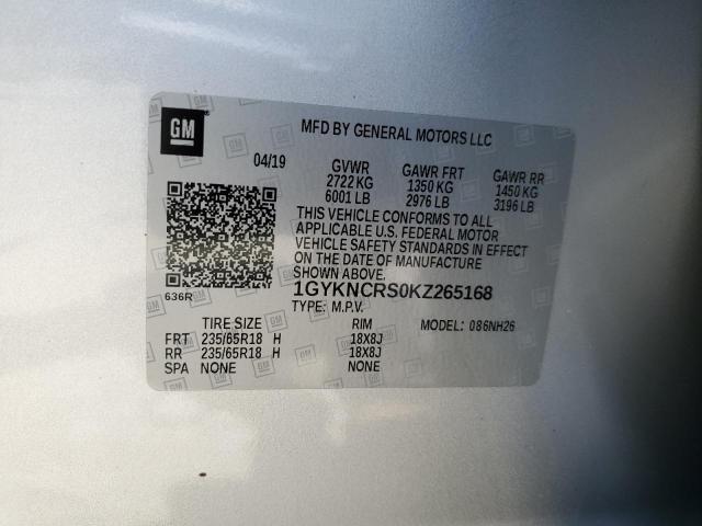 2019 Cadillac Xt5 Luxury VIN: 1GYKNCRS0KZ265168 Lot: 60545974