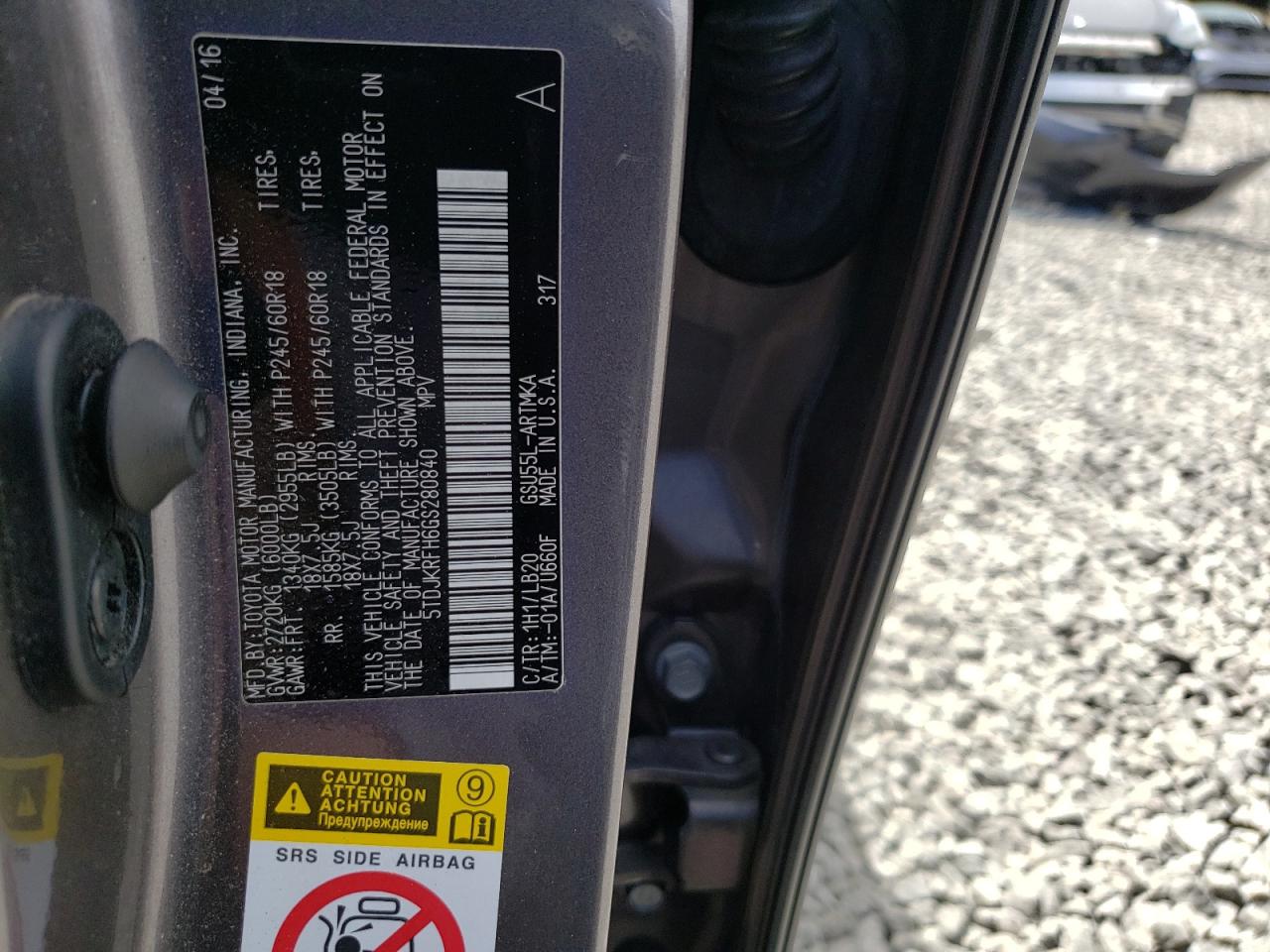 5TDJKRFH6GS280840 2016 Toyota Highlander Xle