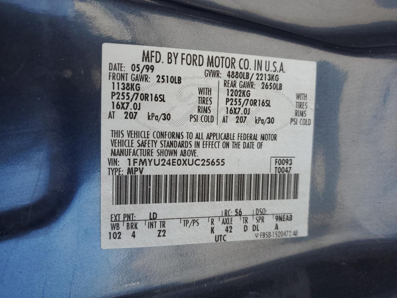 1FMYU24E0XUC25655 1999 Ford Explorer