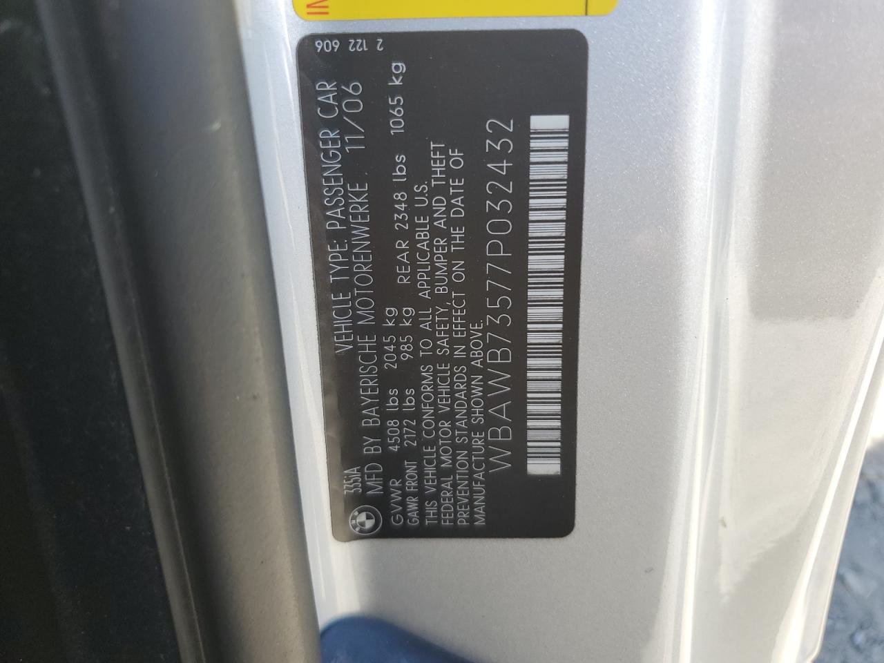 WBAWB73577P032432 2007 BMW 335 I