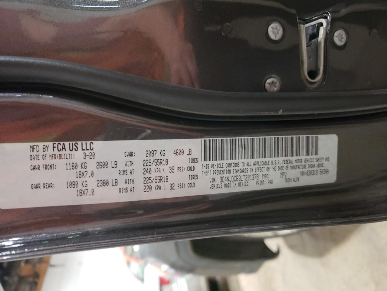 3C4NJDCB3LT221378 2020 Jeep Compass Limited