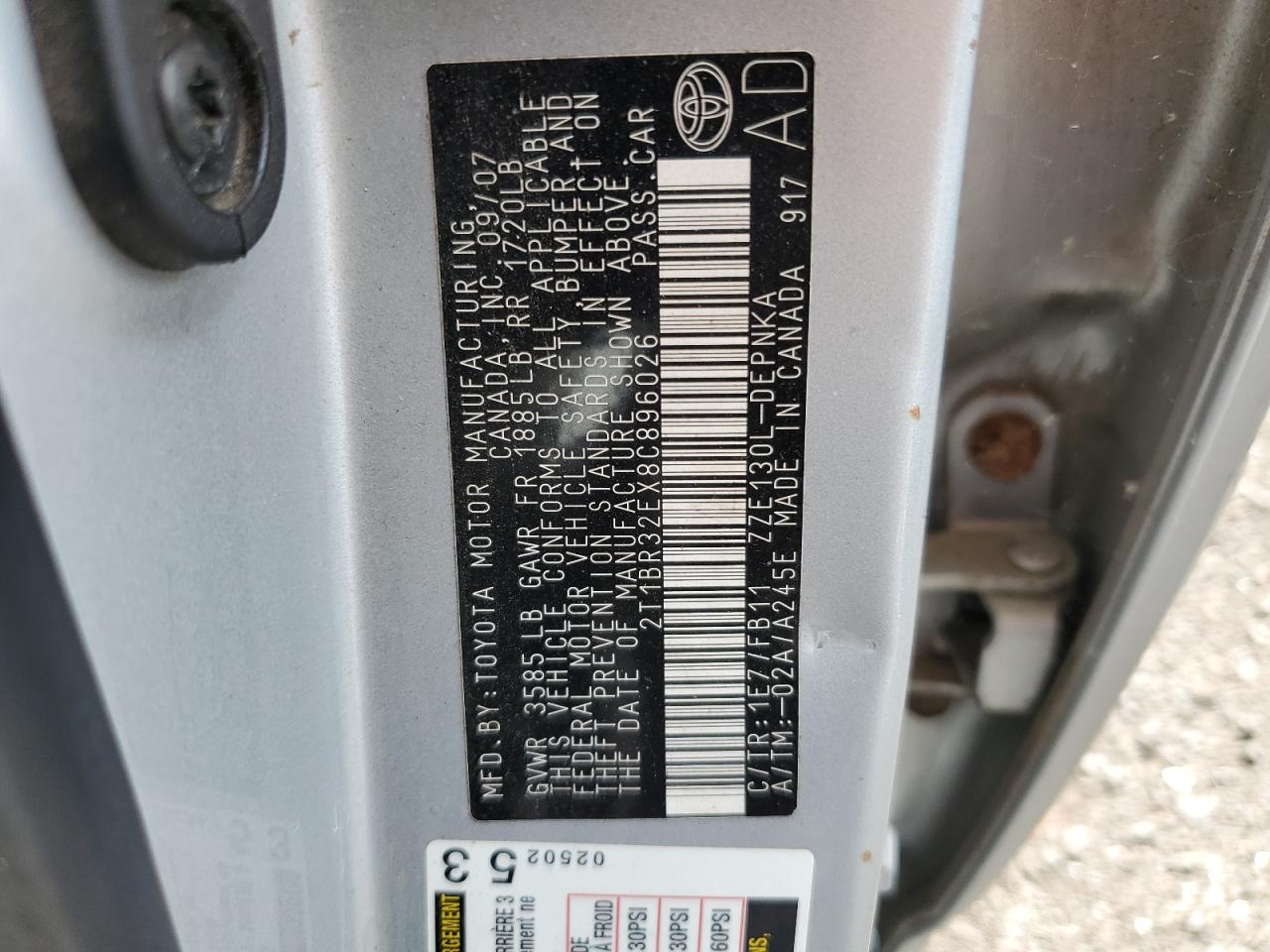 2T1BR32EX8C896026 2008 Toyota Corolla Ce