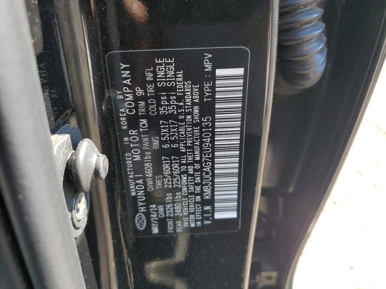 KM8JUCAG7EU940135 2014 Hyundai Tucson Gls