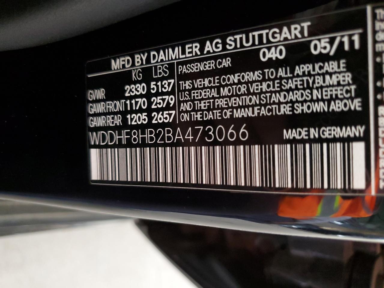 WDDHF8HB2BA473066 2011 Mercedes-Benz E 350 4Matic