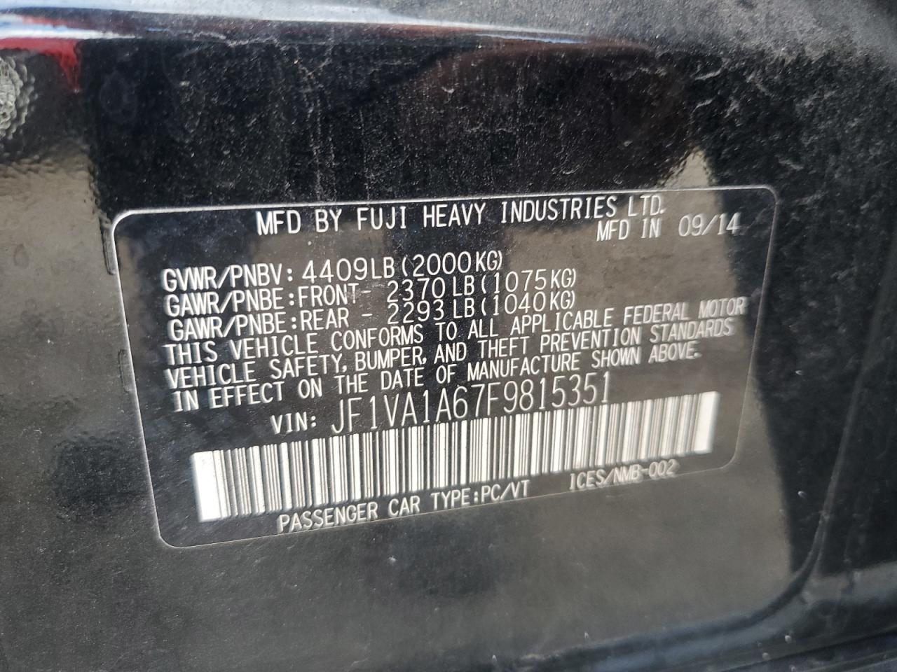 JF1VA1A67F9815351 2015 Subaru Wrx