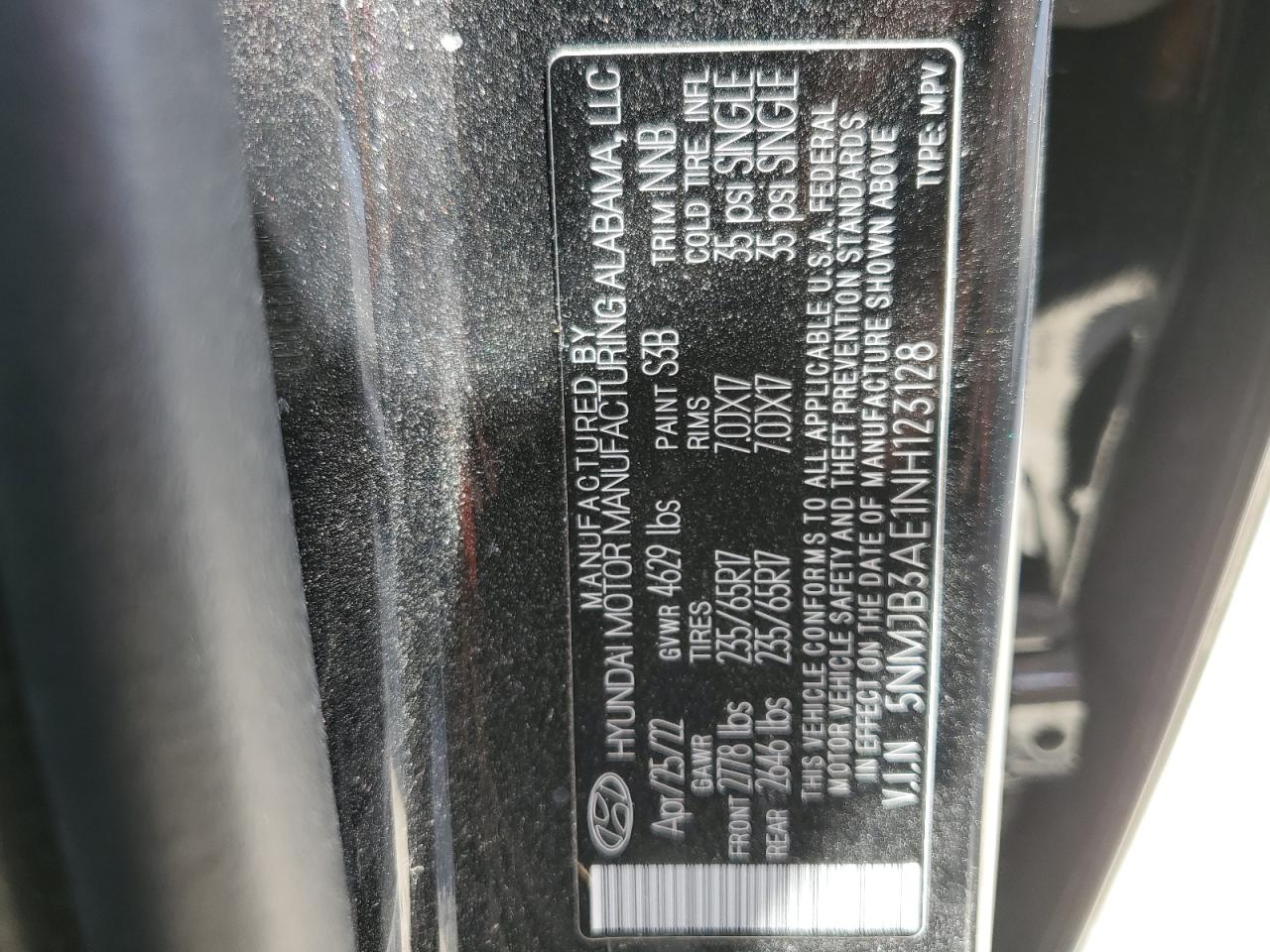 5NMJB3AE1NH123128 2022 Hyundai Tucson Sel