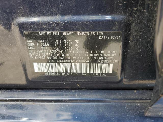 2013 Subaru Legacy 2.5I Premium VIN: 4S3BMBC6XD3006501 Lot: 59288454