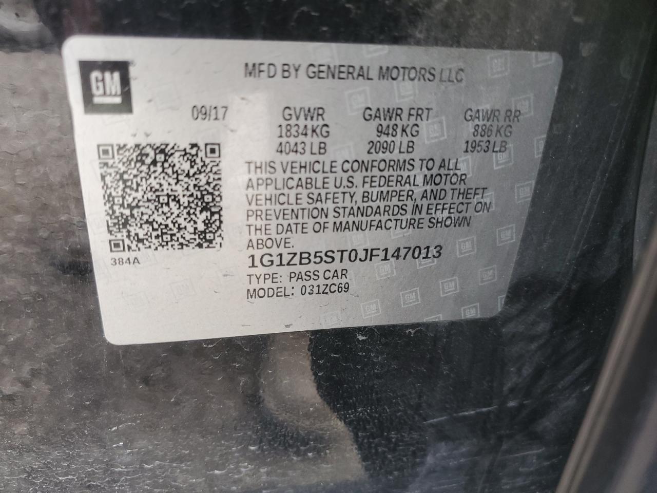 1G1ZB5ST0JF147013 2018 Chevrolet Malibu Ls