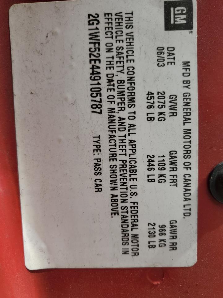 2G1WF52E449105787 2004 Chevrolet Impala