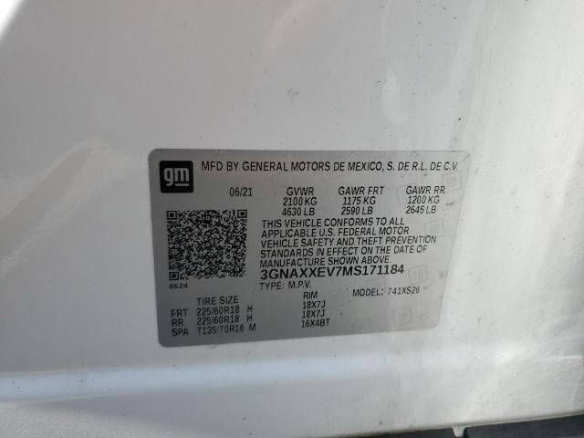2021 Chevrolet Equinox Premier VIN: 3GNAXXEV7MS171184 Lot: 58367214