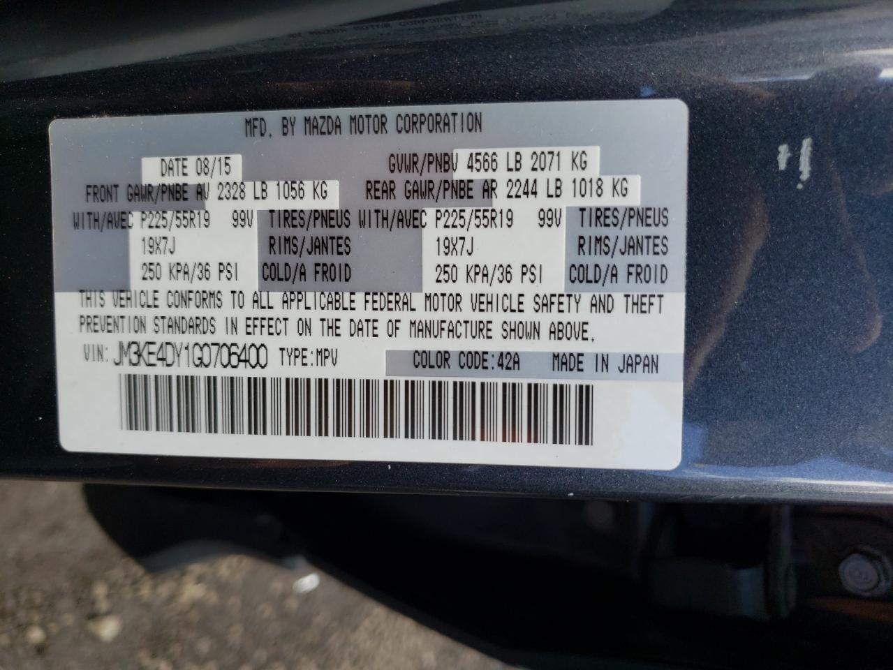 JM3KE4DY1G0706400 2016 Mazda Cx-5 Gt