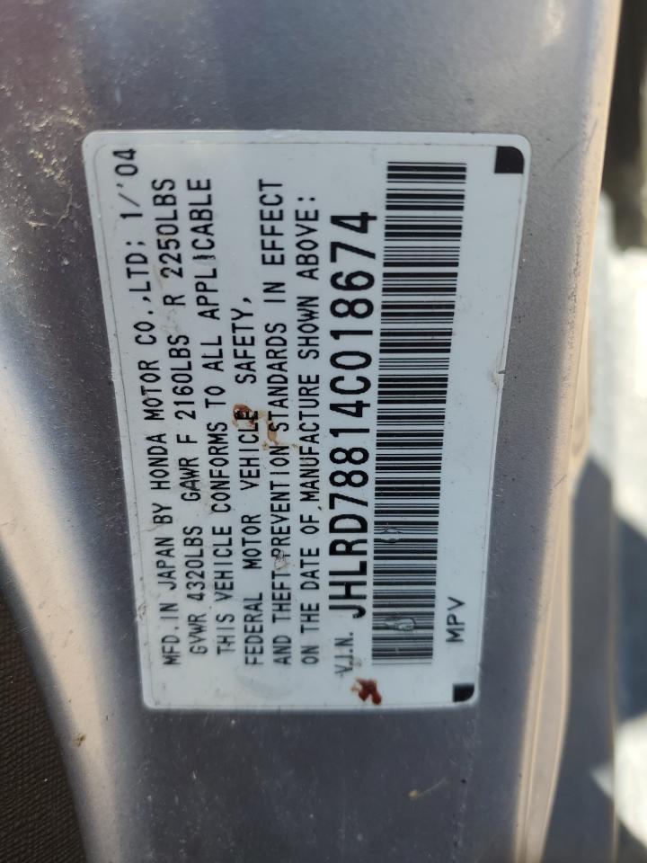 JHLRD78814C018674 2004 Honda Cr-V Ex