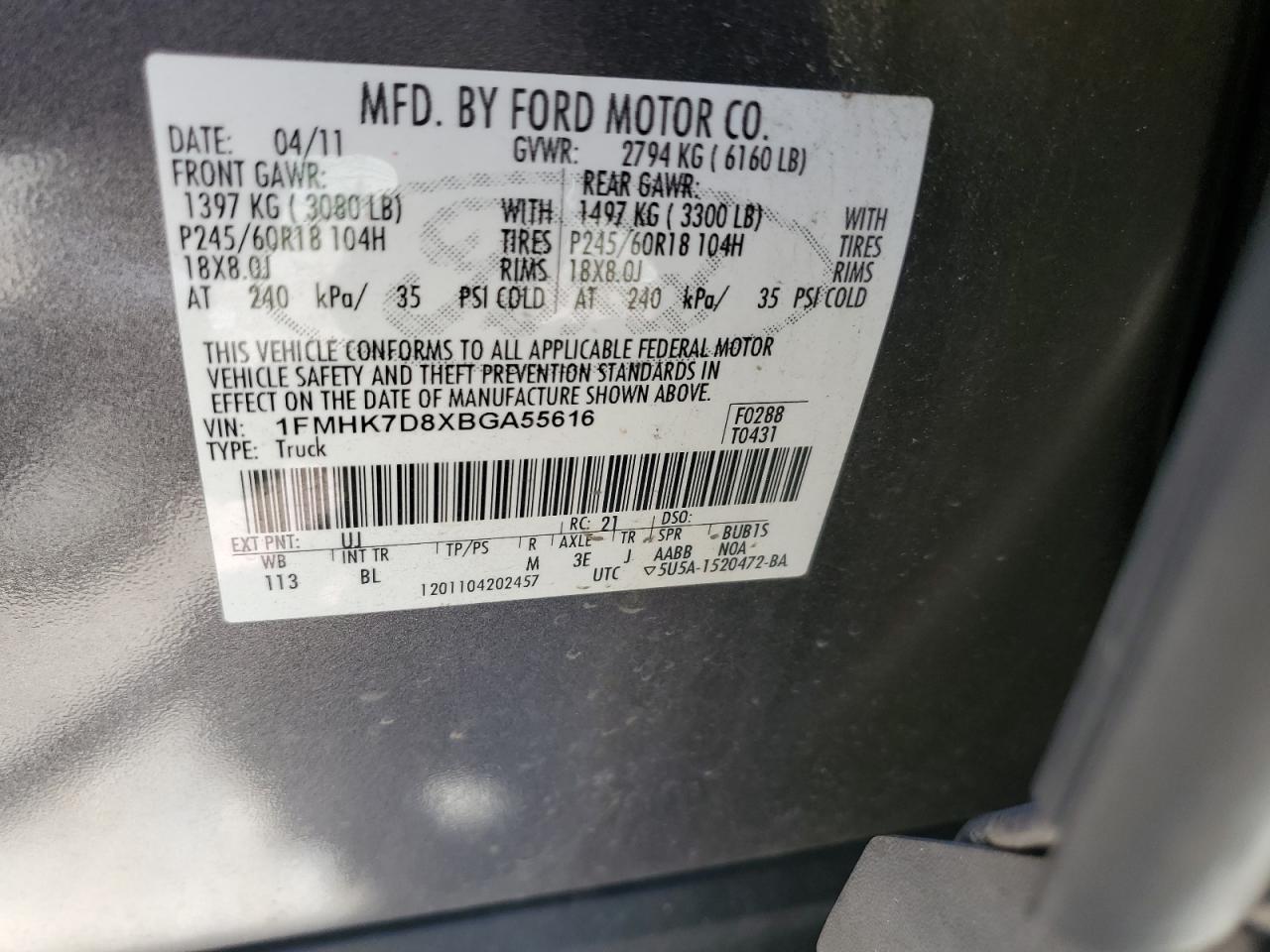 1FMHK7D8XBGA55616 2011 Ford Explorer Xlt