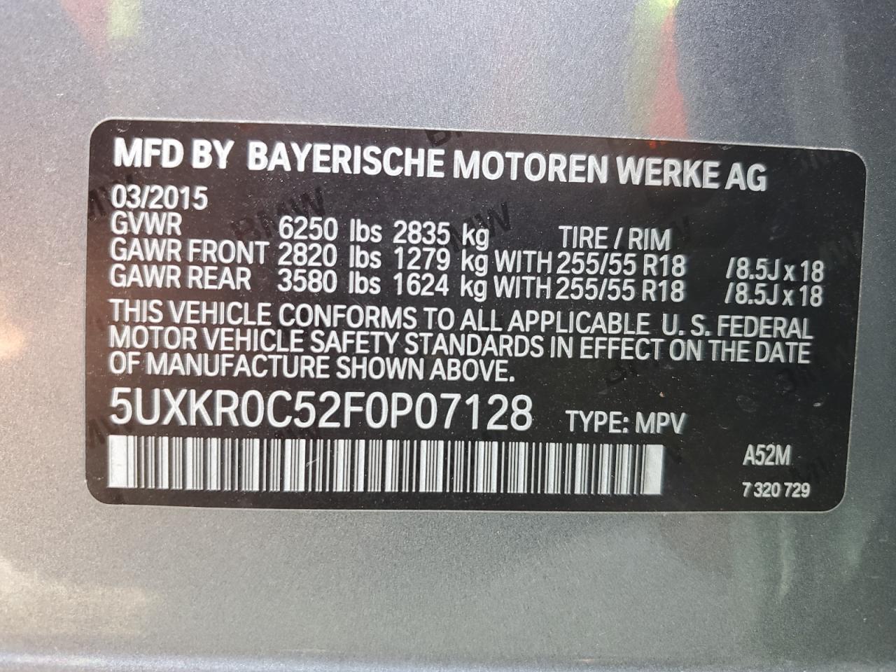 5UXKR0C52F0P07128 2015 BMW X5 xDrive35I