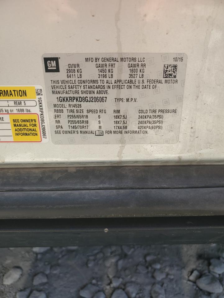 1GKKRPKD8GJ206067 2016 GMC Acadia Sle