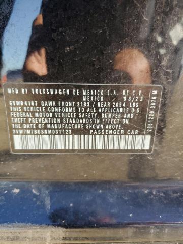 2022 Volkswagen Jetta Se VIN: 3VW7M7BU8NM031123 Lot: 57418144