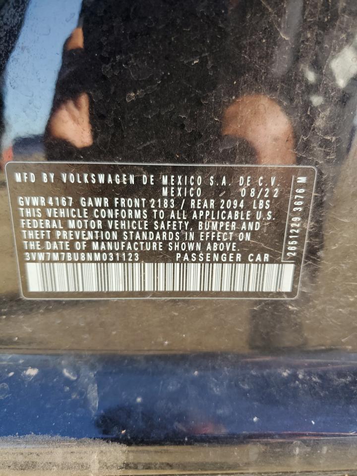 3VW7M7BU8NM031123 2022 Volkswagen Jetta Se