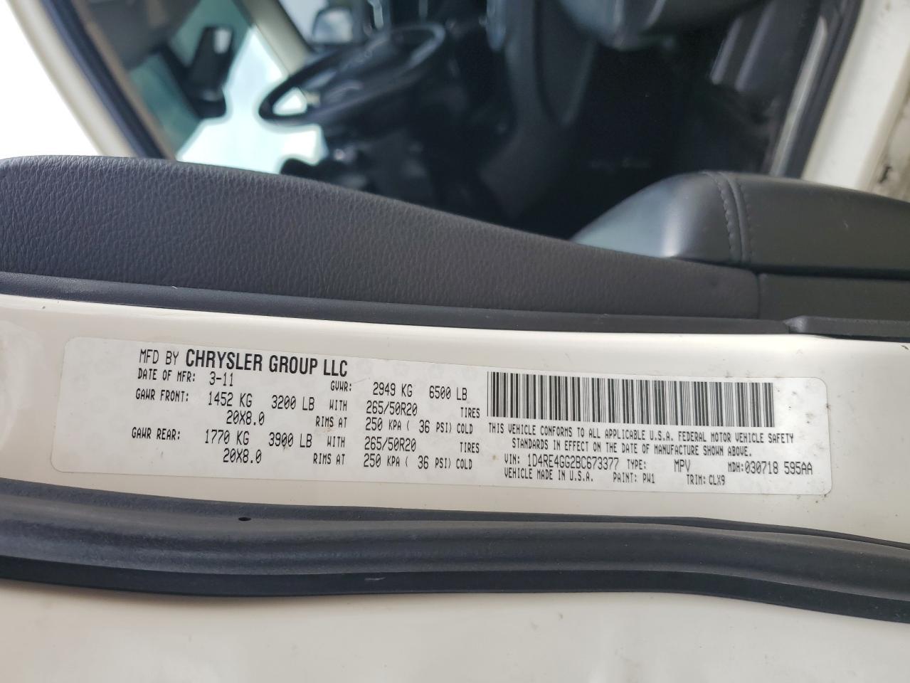 1D4RE4GG2BC673377 2011 Dodge Durango Crew