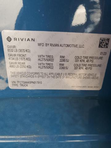 2023 Rivian R1T Adventure VIN: 7FCTGAAA5PN017910 Lot: 59880874