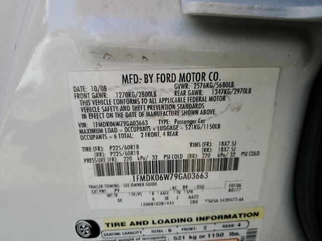 2009 Ford Taurus X Limited VIN: 1FMDK06W79GA03663 Lot: 58535524