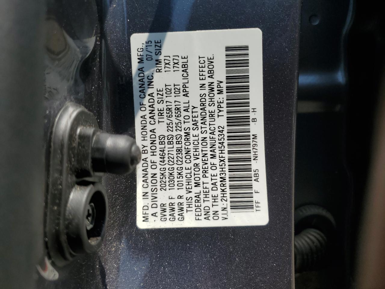 2HKRM3H5XFH545342 2015 Honda Cr-V Ex