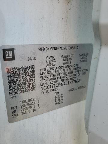 2018 Chevrolet Colorado Lt VIN: 1GCGTCEN4J1277662 Lot: 57831114