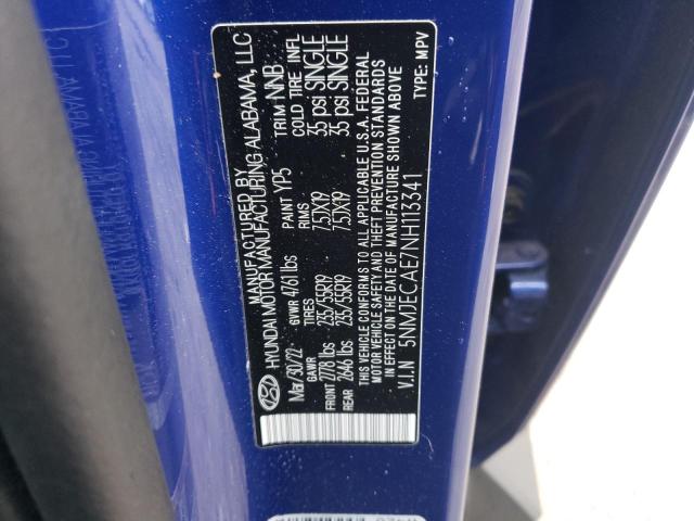 2022 Hyundai Tucson Limited VIN: 5NMJECAE7NH113341 Lot: 60346334