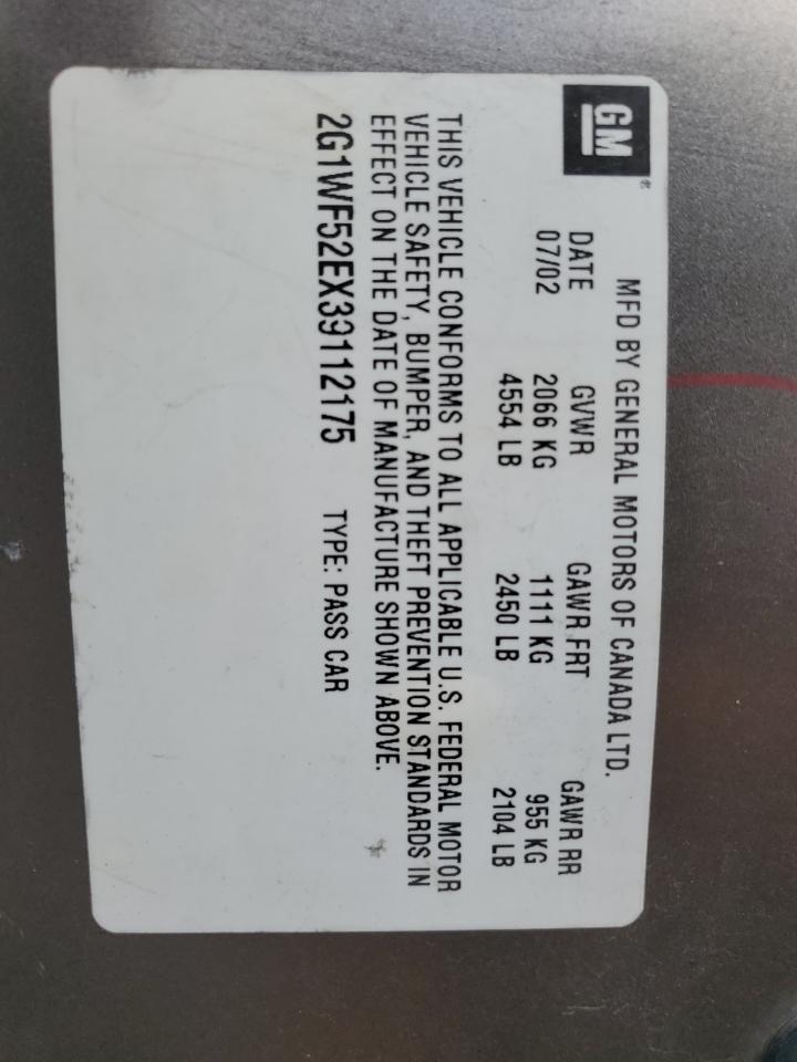 2G1WF52EX39112175 2003 Chevrolet Impala