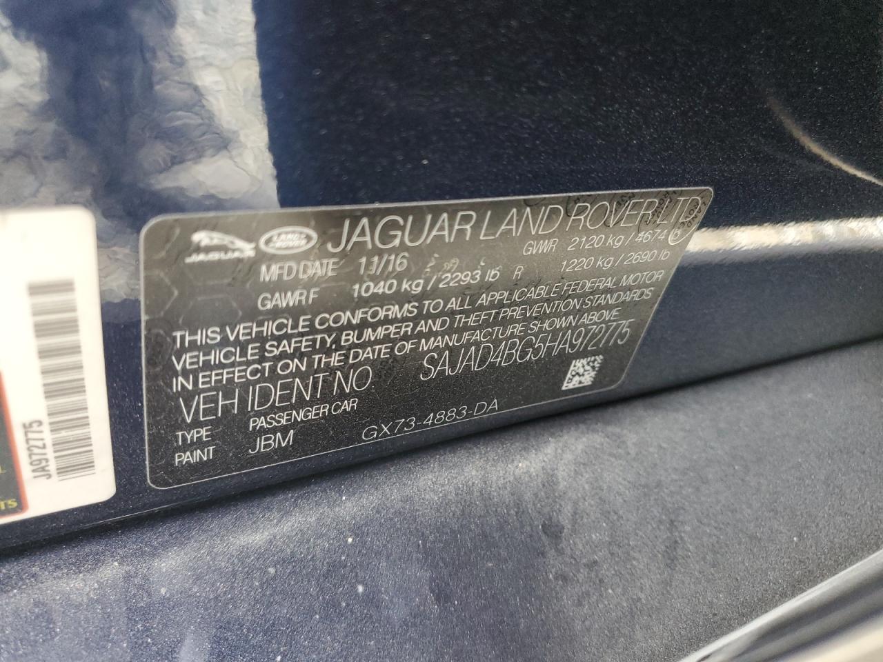 SAJAD4BG5HA972775 2017 Jaguar Xe Premium