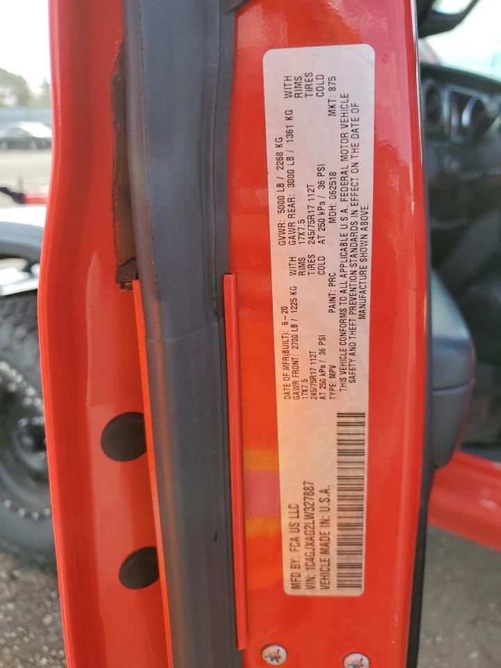 1C4GJXAG2LW327887 2020 Jeep Wrangler Sport