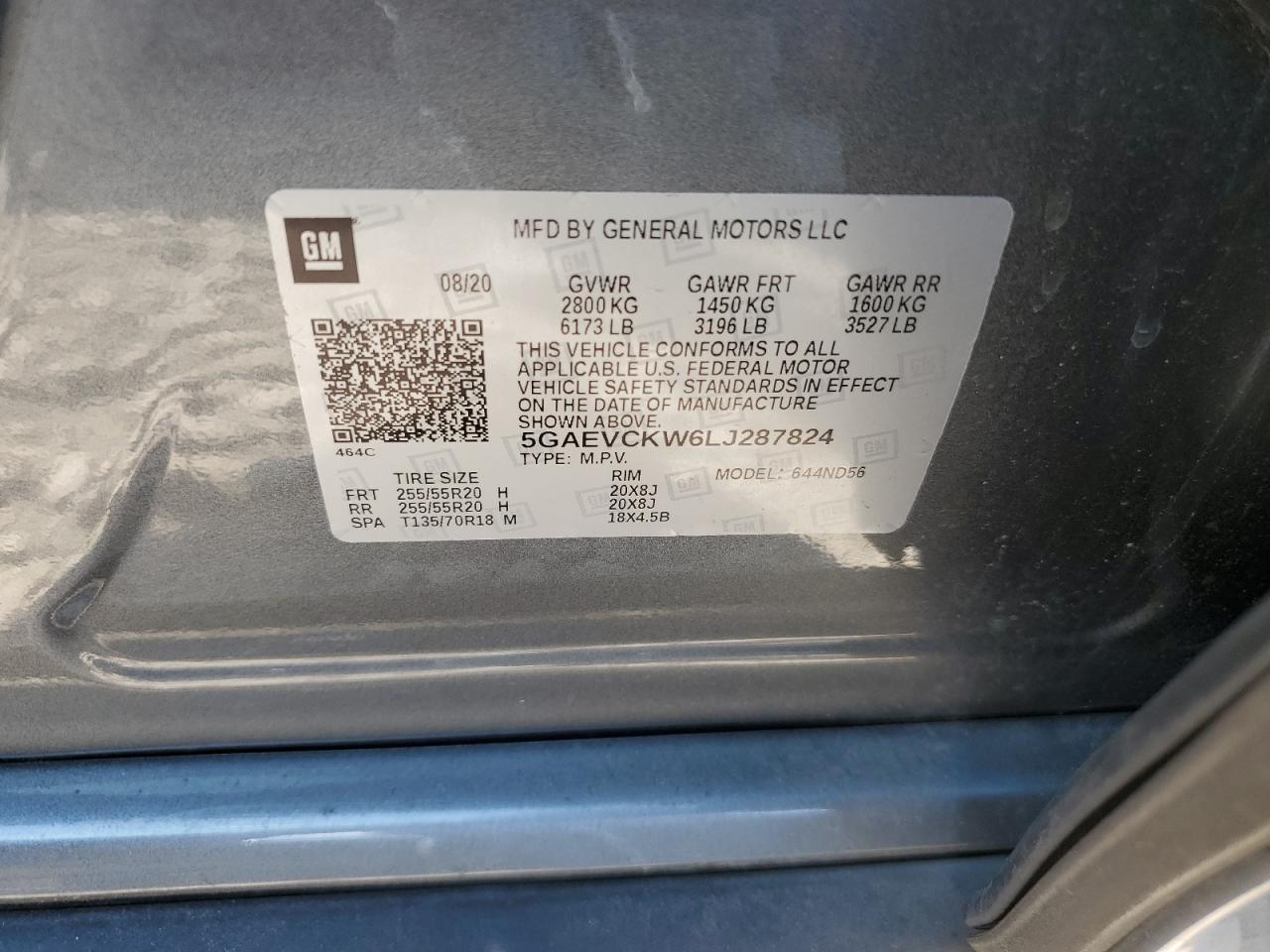 5GAEVCKW6LJ287824 2020 Buick Enclave Avenir