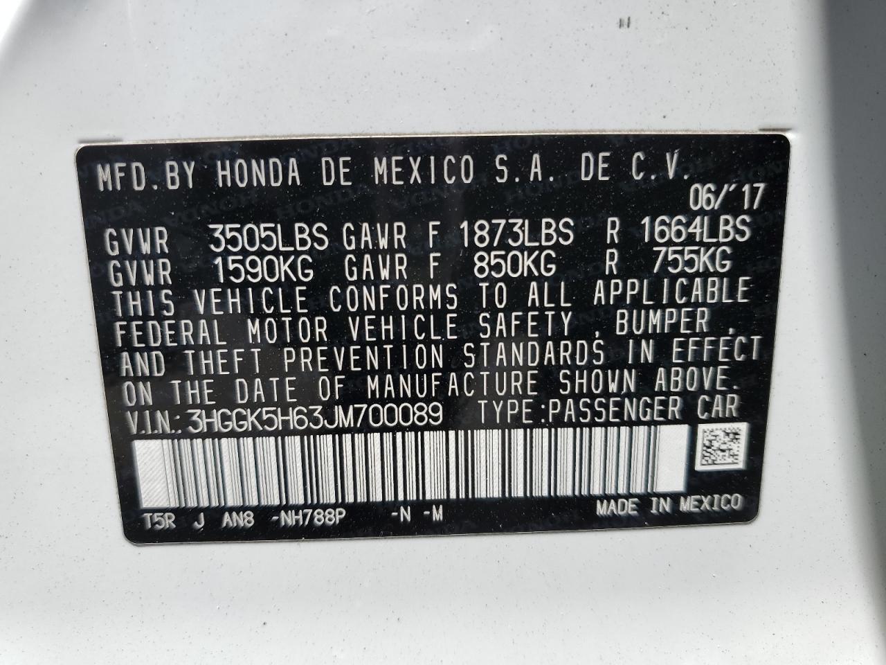 3HGGK5H63JM700089 2018 Honda Fit Sport