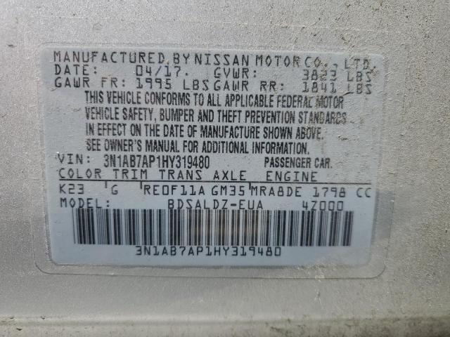 2017 Nissan Sentra S VIN: 3N1AB7AP1HY319480 Lot: 60799144