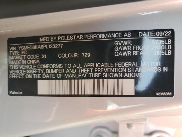 2023 Polestar 2 VIN: YSMED3KA6PL133277 Lot: 59247244