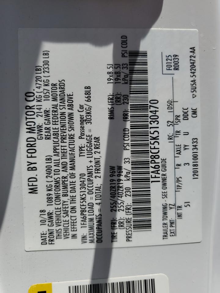 1FA6P8CF5K5130470 2019 Ford Mustang Gt