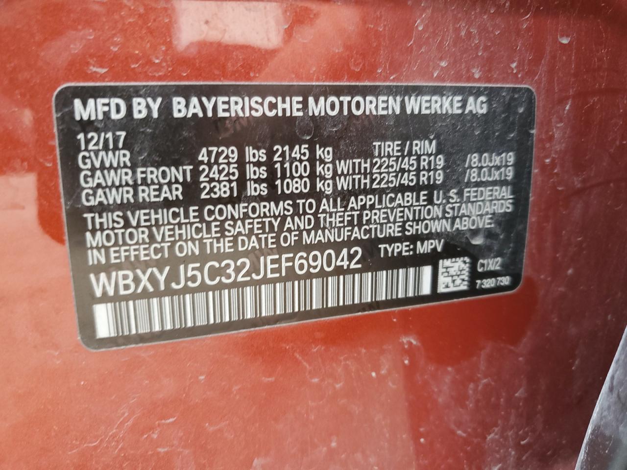 WBXYJ5C32JEF69042 2018 BMW X2 xDrive28I