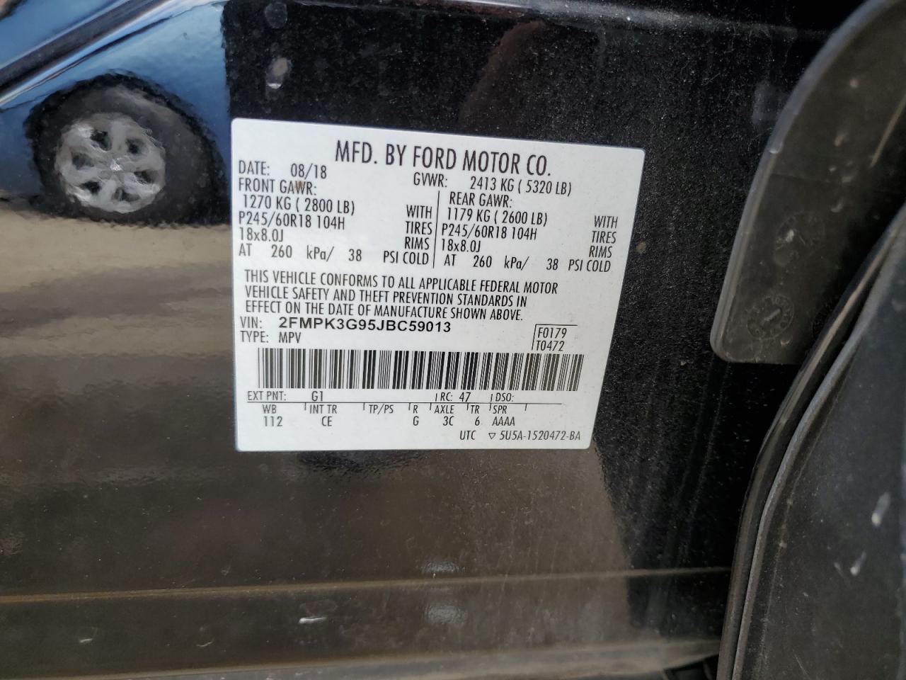 2FMPK3G95JBC59013 2018 Ford Edge Se