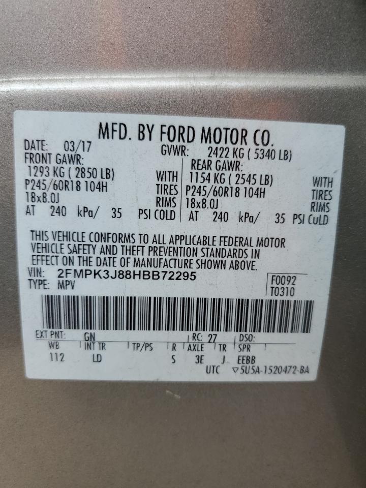 2FMPK3J88HBB72295 2017 Ford Edge Sel