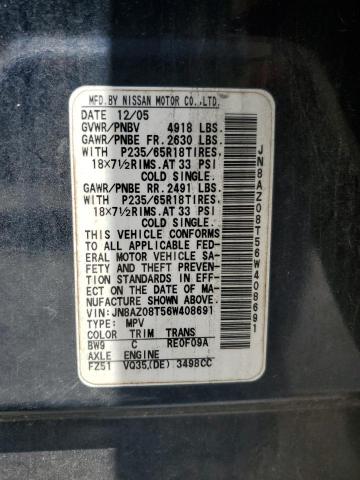 2006 Nissan Murano Sl VIN: JN8AZ08T56W408691 Lot: 57281914