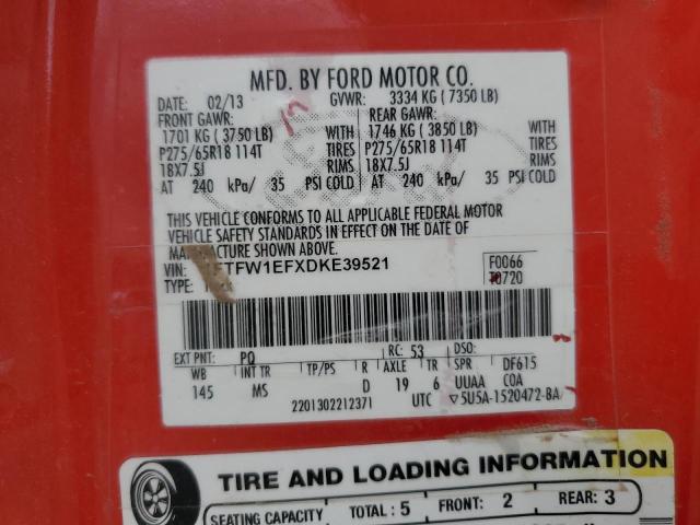 2013 Ford F150 Supercrew VIN: 1FTFW1EFXDKE39521 Lot: 59372094