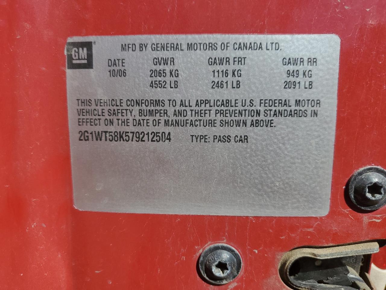 2G1WT58K579212504 2007 Chevrolet Impala Lt