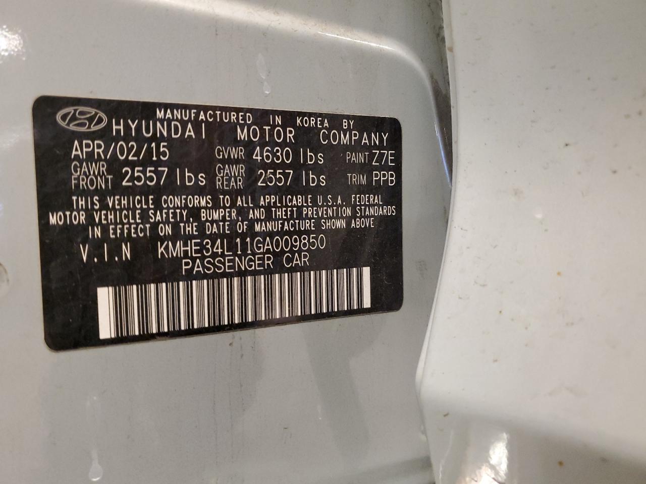 KMHE34L11GA009850 2016 Hyundai Sonata Hybrid