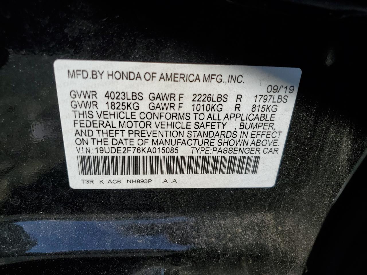 19UDE2F76KA015085 2019 Acura Ilx Premium