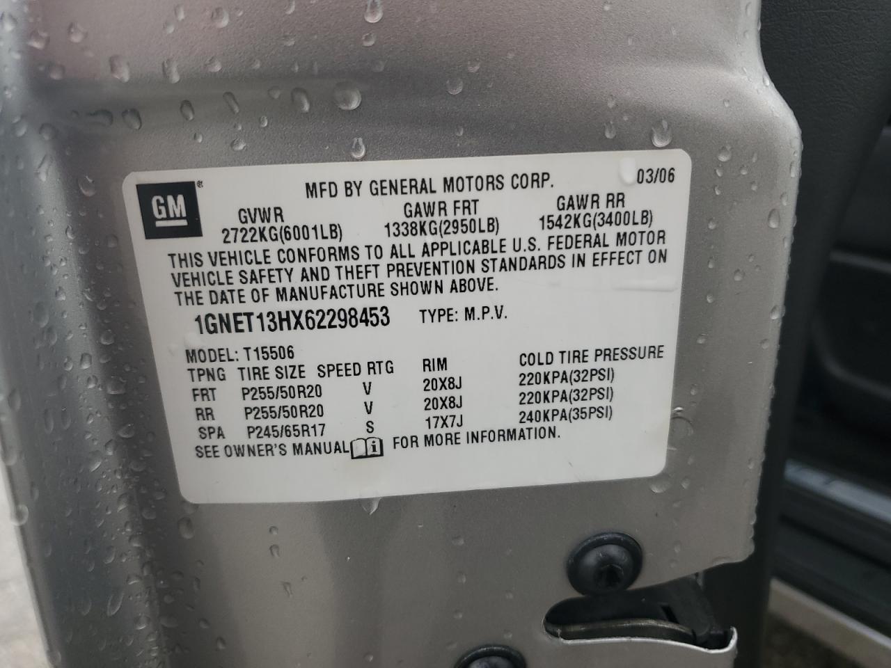 1GNET13HX62298453 2006 Chevrolet Trailblazer Ss