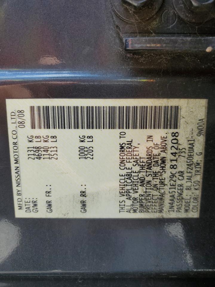 1N4AA51E29C814208 2009 Nissan Maxima S