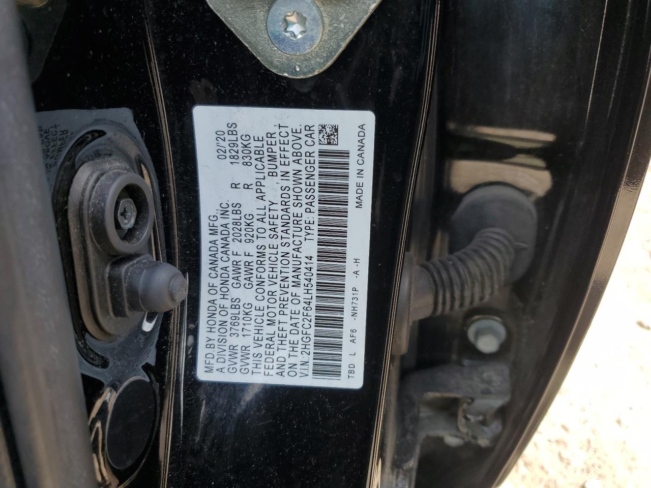 2HGFC2F64LH540414 2020 Honda Civic Lx