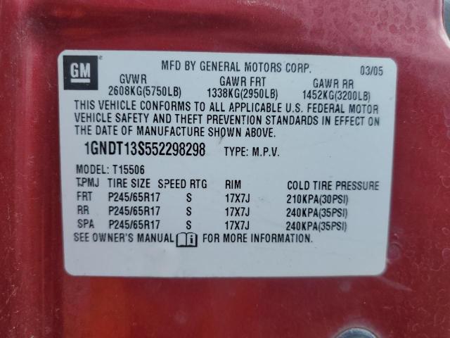 2005 Chevrolet Trailblazer Ls VIN: 1GNDT13S552298298 Lot: 60882034