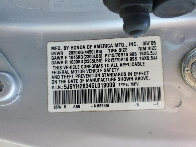 2005 Honda Element Lx VIN: 5J6YH28345L019009 Lot: 59836404